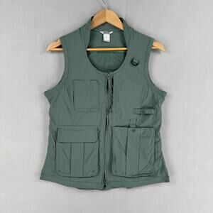 Duluth Trading Co Vest Womens Small Green Heirloom Gardening Utility Zip Pockets